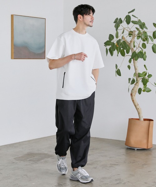 SPU(スプ)の「【セットアップ対応】コットンポンチクルーネック半袖プルオーバー(Tシャツ/カットソー・メンズ・ホワイト/ネイビー/チャコール/グレー/ブラック・XL/L/M/S)」の9枚目の写真