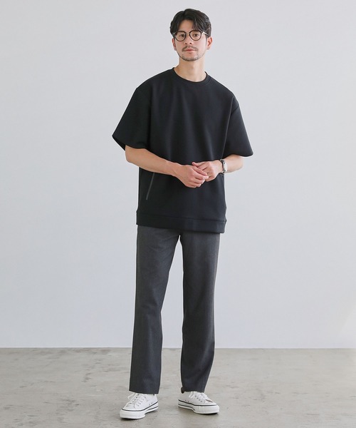 SPU(スプ)の「【セットアップ対応】コットンポンチクルーネック半袖プルオーバー(Tシャツ/カットソー・メンズ・ホワイト/ネイビー/チャコール/グレー/ブラック・XL/L/M/S)」の16枚目の写真