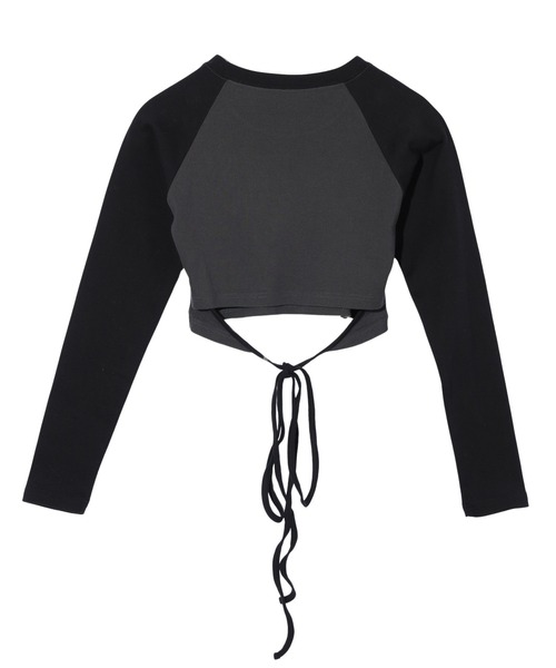 X-girl（エックスガール）の「CROWN AND WINGS RAGLAN L/S BABY TEE（Tシャツ/カットソー・レディース・オフホワイト/オリーブ/チャコール・S/M）」の7枚目の写真