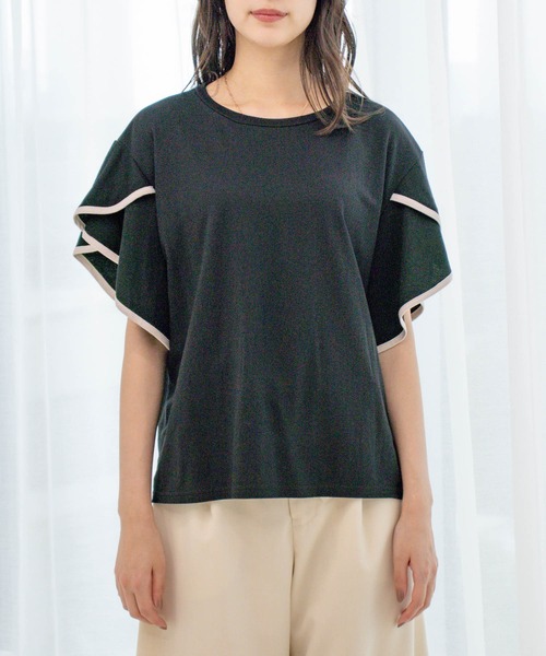 Jayro(ジャイロ)の「カノコパイピングフレアースリーブブラウス(シャツ/ブラウス・レディース・ホワイト系その他/ブラック/グレー系その他・M)」の4枚目の写真