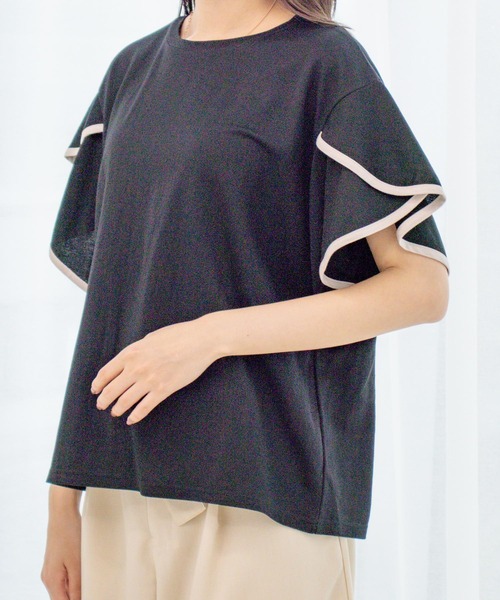 Jayro(ジャイロ)の「カノコパイピングフレアースリーブブラウス(シャツ/ブラウス・レディース・ホワイト系その他/ブラック/グレー系その他・M)」の7枚目の写真