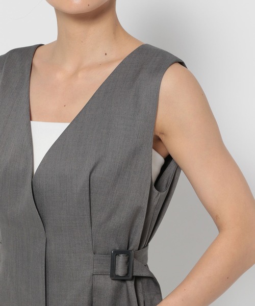 mysty woman(ミスティウーマン)の「サイドタブジャンスカ 135839(ジャンパースカート・レディース・チャコールグレー/ダークブラウン/ベージュ・FREE)」の18枚目の写真