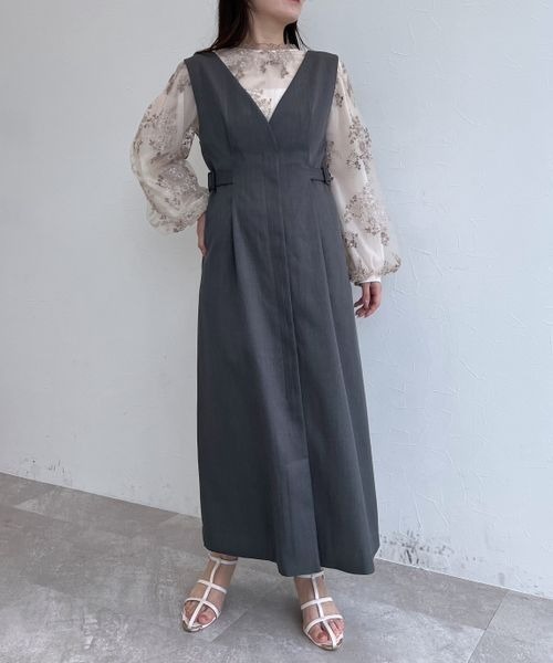 mysty woman(ミスティウーマン)の「サイドタブジャンスカ 135839(ジャンパースカート・レディース・チャコールグレー/ダークブラウン/ベージュ・FREE)」の22枚目の写真