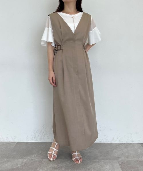 mysty woman(ミスティウーマン)の「サイドタブジャンスカ 135839(ジャンパースカート・レディース・チャコールグレー/ダークブラウン/ベージュ・FREE)」の20枚目の写真