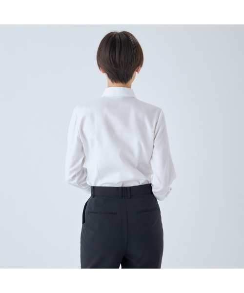 SUIT SELECT(スーツセレクト)の「【SL/七分袖】レギュラーワンピースカラーブラウス/TOUGH BUTTON・NON IRON(シャツ/ブラウス・レディース・ホワイト/ライトグレー・S/LL/M/L)」の17枚目の写真