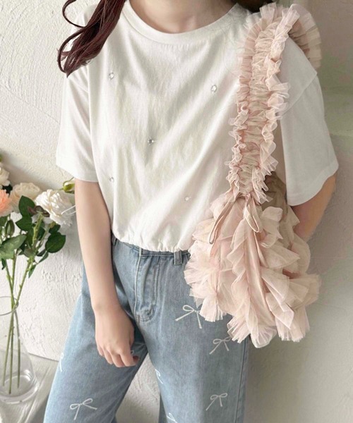 apres jour clair（アプレジュールクレア）の「【apres jour clair】マルチウェイチュールフリルバッグ【ZOZOTOWN限定アイテム】（ショルダーバッグ・レディース・グレー/アイボリー/ピンクベージュ・ﾌﾘ-）」の17枚目の写真