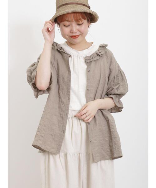 Samansa Mos2（サマンサ モスモス）の「フリル2枚重ね襟ブラウス