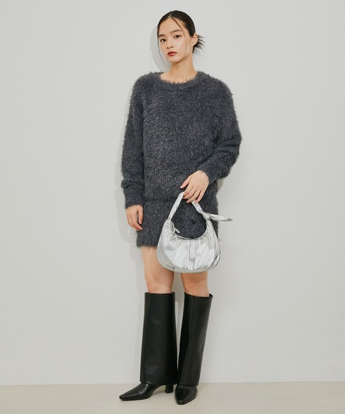 ADAM ET ROPE'(アダムエロペ)の「【サステナブル・WEB限定】ワンハンドル結びミニバッグ(ハンドバッグ・レディース・レッド/シルバー/ブラック・FREE)」の7枚目の写真