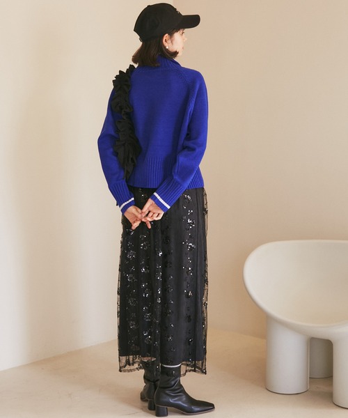 ROPE' PICNIC(ロペピクニック)の「スパンコール刺繍レーススカート(スカート・レディース・キナリ/ブラック・38)」の5枚目の写真