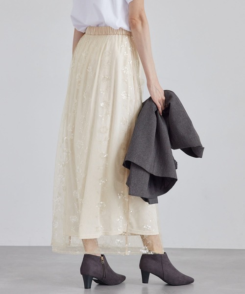 ROPE' PICNIC(ロペピクニック)の「スパンコール刺繍レーススカート(スカート・レディース・キナリ/ブラック・38)」の13枚目の写真