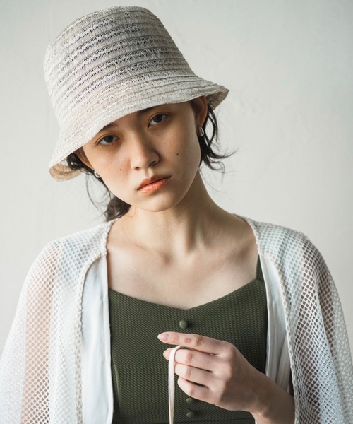 ORIENT MILLINERY（オリエント ミリナリー）の「LAY【ﾚｲ】リネンレース編みハット（ハット・レディース・ブラック/ナチュラル・FREE）」の2枚目の写真