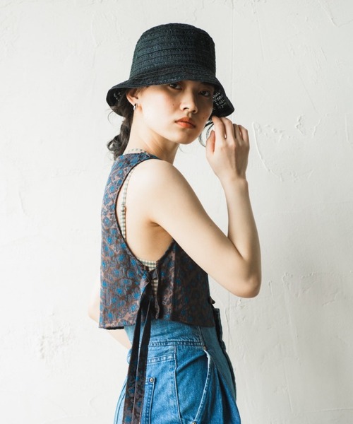 ORIENT MILLINERY（オリエント ミリナリー）の「LAY【ﾚｲ】リネンレース編みハット（ハット・レディース・ブラック/ナチュラル・FREE）」の3枚目の写真