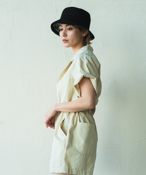 ORIENT MILLINERY（オリエント ミリナリー）の「LAY【ﾚｲ】リネンレース編みハット（ハット・レディース・ブラック/ナチュラル・FREE）」の5枚目の写真