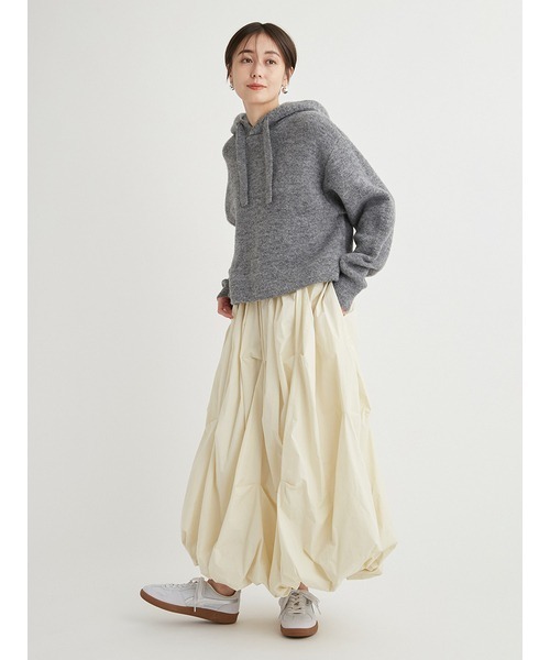 emmi（エミ）の「フーディーニットプルオーバー（ニット/セーター・レディース・オフホワイト/チャコールグレー/ピンク/ライム・FREE）」の17枚目の写真