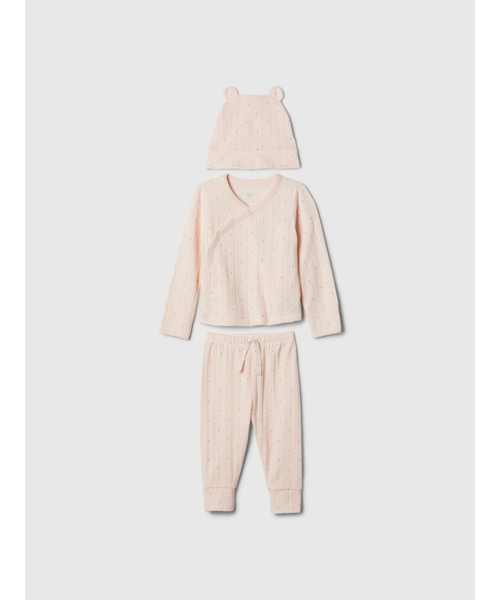 GAP(ギャップ)の「ラップ 3点セット (ベビー)(セットアップ・キッズ・ブルー/ピンク/グレー・80cm/90cm/70cm/60cm)」の1枚目の写真