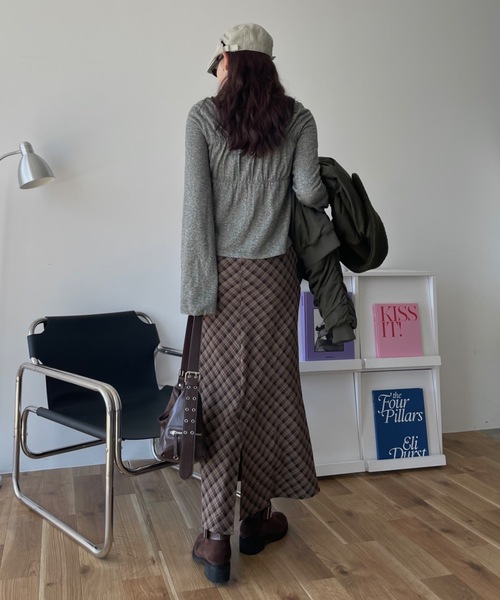 SHAGGIE（シャギー）の「チェック柄ロングスカート（スカート・レディース・ブラウン/ネイビー/ブラック・FREE）」の6枚目の写真