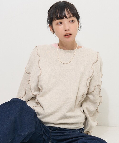 FREAK'S STORE(フリークスストア)の「配色メロー カーディガン(カーディガン/ボレロ・レディース・ナチュラル/ブラック/ライトグレー/ピンク・フリ-)」の3枚目の写真