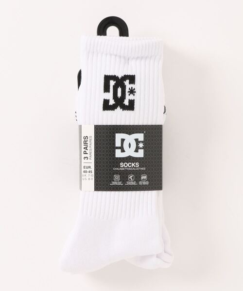 DC SHOES（ディーシーシューズ）の「SPP DC CREW 3PK BOY/DC3Pミドルソックス(靴下）（ソックス/靴下・メンズ・ブラック/その他/ホワイト・FREE）」の2枚目の写真