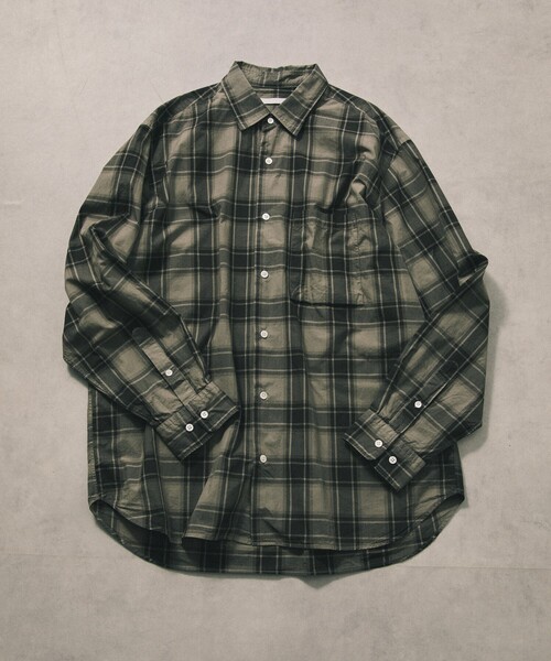 【セール】Re Firsthand design by IDEAS/リ ファーストハンド デザイン バイ イデアス REFH 草木染 レギュラーカラー タータンチェックシャツ（シャツ/ブラウス）｜Firsthand（ファーストハンド）