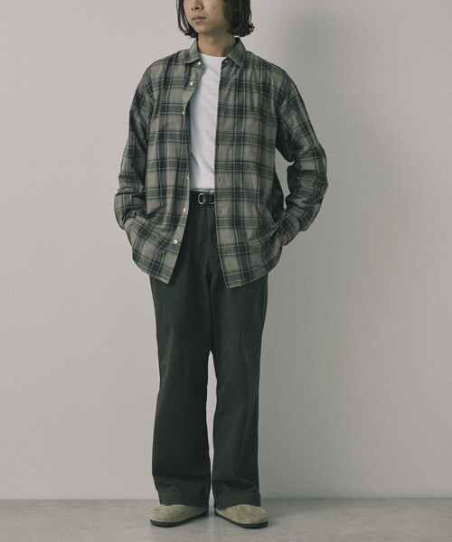 【セール】Re Firsthand design by IDEAS/リ ファーストハンド デザイン バイ イデアス REFH 草木染 レギュラーカラー タータンチェックシャツ（シャツ/ブラウス）｜Firsthand（ファーストハンド）