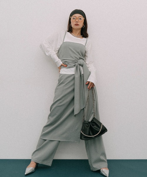 HANNE（アン）の「レイヤードラップパンツ（その他パンツ・レディース・ブラック/グレー・FREE）」の7枚目の写真