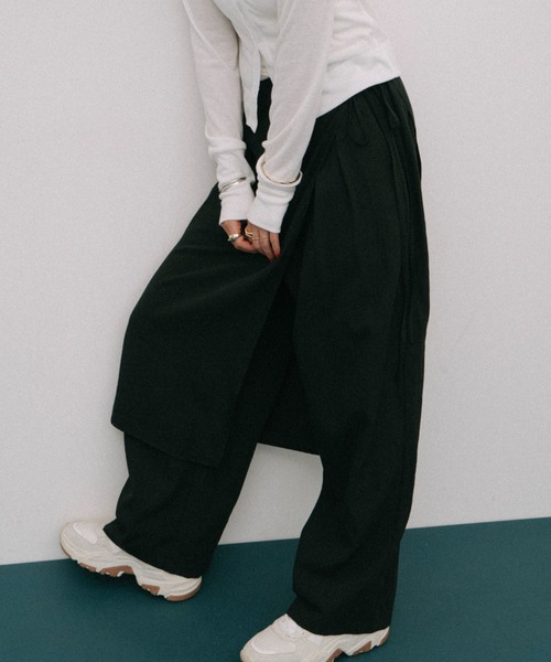 HANNE（アン）の「レイヤードラップパンツ（その他パンツ・レディース・ブラック/グレー・FREE）」の11枚目の写真