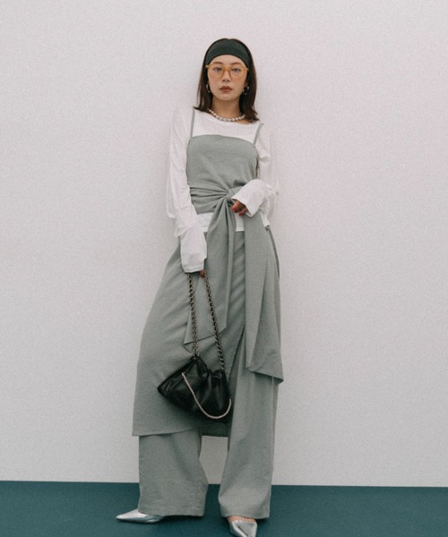 HANNE（アン）の「レイヤードラップパンツ（その他パンツ・レディース・ブラック/グレー・FREE）」の6枚目の写真