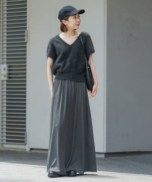 Noble（ノーブル）の「《WEB限定追加》【&】マキシ丈スカート（スカート・レディース・チャコールグレー/キャメル・FREE）」の4枚目の写真