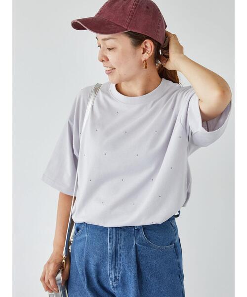 Lugnoncure(ルノンキュール)の「ホットフィット半袖トップス(Tシャツ/カットソー・レディース・ブラック/オフホワイト/グレー・F)」の1枚目の写真
