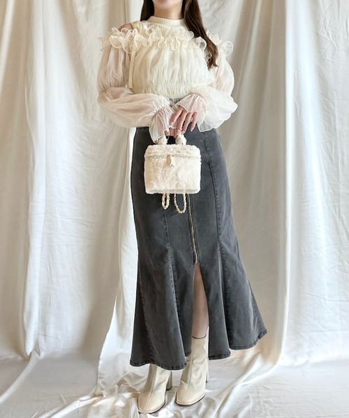 NOMAE（ノーマエ）の「【長袖で再登場!!】ギャザーフリルドッキングブラウス（シャツ/ブラウス・レディース・ピンク/アイボリー/ダークグレー/ブラック・FREE）」の9枚目の写真