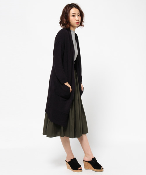 Aunt Marie's（アントマリーズ）の「【AUNT MARIE'S】片畦ロングトッパーカーディガン（カーディガン/ボレロ・レディース・ネイビー/グレー/ナチュラル/ブラウン/ボルドー・FREE）」の5枚目の写真