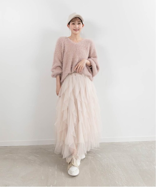 RANDA（ランダ）の「フェザーヤーンシャギーニット（ニット/セーター・レディース・ミント/ダークグレー/ホワイト/ピンク・FREE）」の18枚目の写真