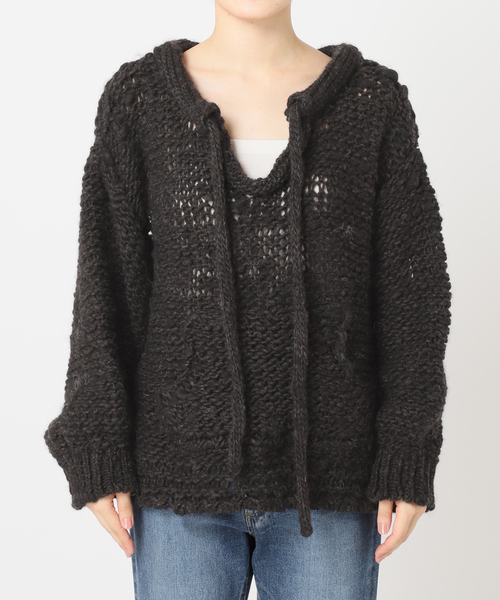 enrica/エンリカ ROW WOOL PO enrica - ROW WOOLパーカーライクニット / ローゲージニット / グレー
