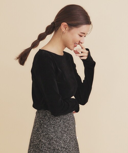 index（インデックス）の「シアーベロアシャーリングトップス【洗濯機洗い可】（Tシャツ/カットソー・レディース・ブラック/チャコールグレー/オフホワイト・00）」の12枚目の写真