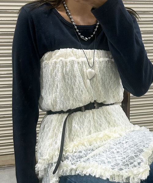 CIAOPANIC（チャオパニック）の「ストレッチレースミドルスカート（スカート・レディース・ホワイト/ブラック/ブラウン/ブルー・ONE SIZE）」の5枚目の写真