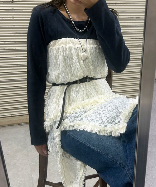 CIAOPANIC（チャオパニック）の「ストレッチレースミドルスカート（スカート・レディース・ホワイト/ブラック/ブラウン/ブルー・ONE SIZE）」の6枚目の写真