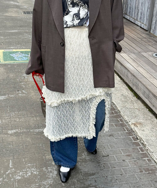 CIAOPANIC（チャオパニック）の「ストレッチレースミドルスカート（スカート・レディース・ホワイト/ブラック/ブラウン/ブルー・ONE SIZE）」の7枚目の写真