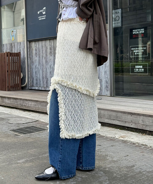 CIAOPANIC（チャオパニック）の「ストレッチレースミドルスカート（スカート・レディース・ホワイト/ブラック/ブラウン/ブルー・ONE SIZE）」の9枚目の写真