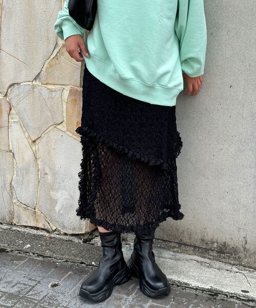 CIAOPANIC（チャオパニック）の「ストレッチレースミドルスカート（スカート・レディース・ホワイト/ブラック/ブラウン/ブルー・ONE SIZE）」の18枚目の写真