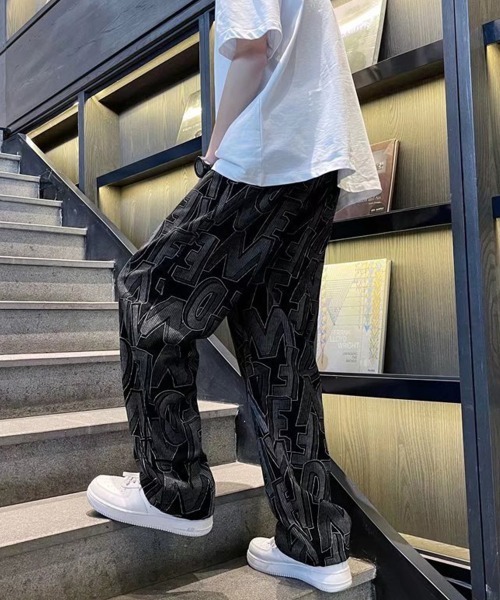 AsaAura(アサオーラ)の「ロゴパンツ メンズ ワイドパンツ 韓国風(スラックス・メンズ・ブルー/ブラック/ベージュ・L/M)」の11枚目の写真