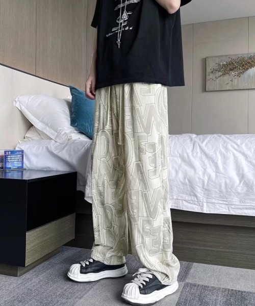 AsaAura(アサオーラ)の「ロゴパンツ メンズ ワイドパンツ 韓国風(スラックス・メンズ・ブルー/ブラック/ベージュ・L/M)」の15枚目の写真
