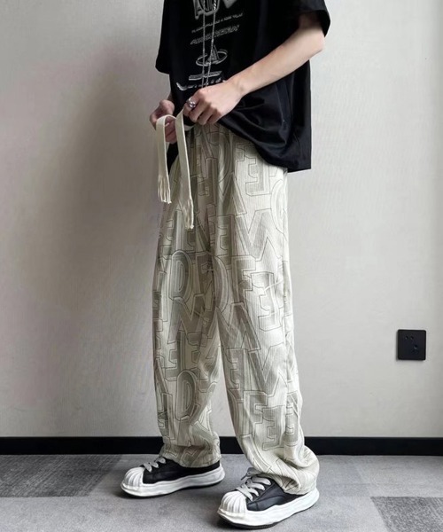 AsaAura(アサオーラ)の「ロゴパンツ メンズ ワイドパンツ 韓国風(スラックス・メンズ・ブルー/ブラック/ベージュ・L/M)」の16枚目の写真