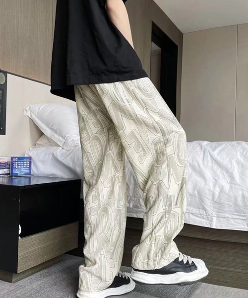 AsaAura(アサオーラ)の「ロゴパンツ メンズ ワイドパンツ 韓国風(スラックス・メンズ・ブルー/ブラック/ベージュ・L/M)」の18枚目の写真