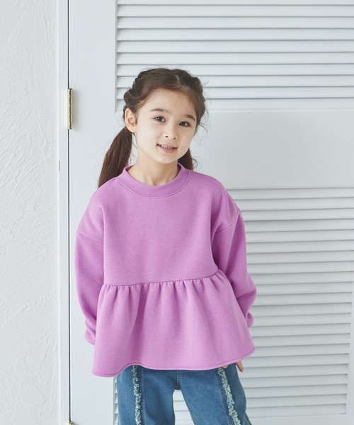 pairmanon(ペアマノン)の「裏起毛 ペプラム プルオーバー(スウェット・キッズ・グリーン系その他/ブラック系その他/ブルー/ピンク/ホワイト系その他/ブラック/パープル・90/100/110/120/130/140/150)」の7枚目の写真