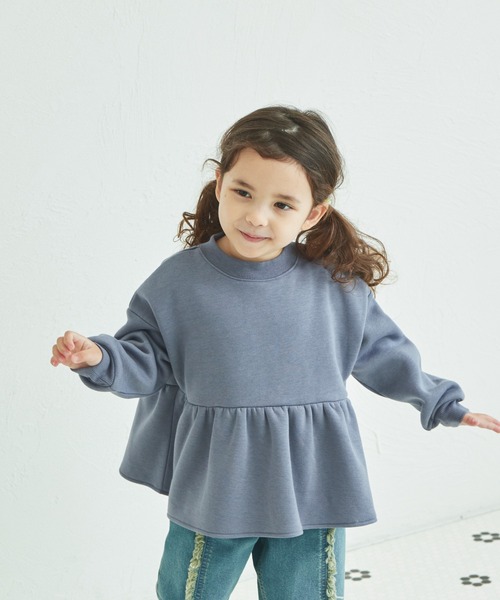 pairmanon(ペアマノン)の「裏起毛 ペプラム プルオーバー(スウェット・キッズ・グリーン系その他/ブラック系その他/ブルー/ピンク/ホワイト系その他/ブラック/パープル・90/100/110/120/130/140/150)」の6枚目の写真