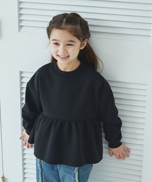 pairmanon(ペアマノン)の「裏起毛 ペプラム プルオーバー(スウェット・キッズ・グリーン系その他/ブラック系その他/ブルー/ピンク/ホワイト系その他/ブラック/パープル・90/100/110/120/130/140/150)」の3枚目の写真