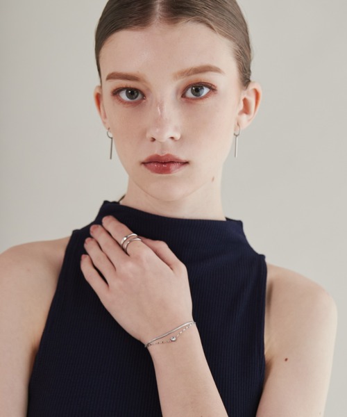 ciite' surgical stainless（シーテサージカルステンレス）の「【 金属アレルギー対応 】 2連ビジューチェーンブレスレット サージカルステンレス（ブレスレット・レディース・シルバー/ゴールド・FREE）」の3枚目の写真