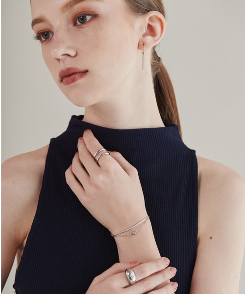 ciite' surgical stainless（シーテサージカルステンレス）の「【 金属アレルギー対応 】 2連ビジューチェーンブレスレット サージカルステンレス（ブレスレット・レディース・シルバー/ゴールド・FREE）」の5枚目の写真