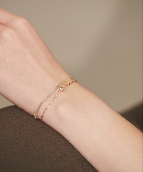 ciite' surgical stainless（シーテサージカルステンレス）の「【 金属アレルギー対応 】 2連ビジューチェーンブレスレット サージカルステンレス（ブレスレット・レディース・シルバー/ゴールド・FREE）」の8枚目の写真