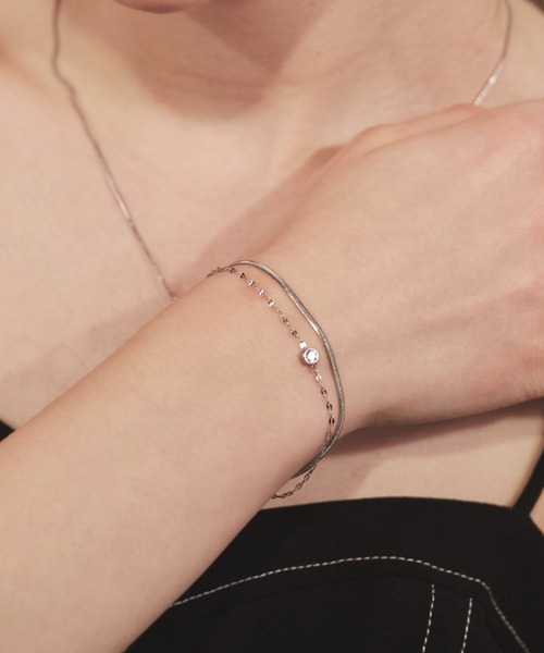 ciite' surgical stainless（シーテサージカルステンレス）の「【 金属アレルギー対応 】 2連ビジューチェーンブレスレット サージカルステンレス（ブレスレット・レディース・シルバー/ゴールド・FREE）」の12枚目の写真